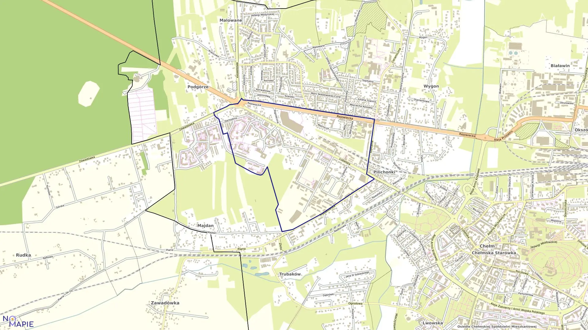 Mapa obrębu 12 w mieście Chełm