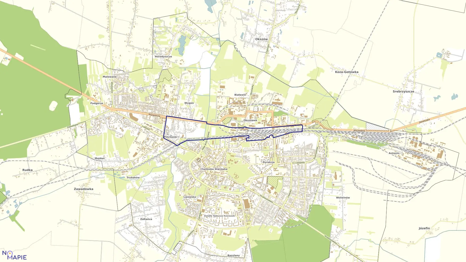 Mapa obrębu 13 w mieście Chełm