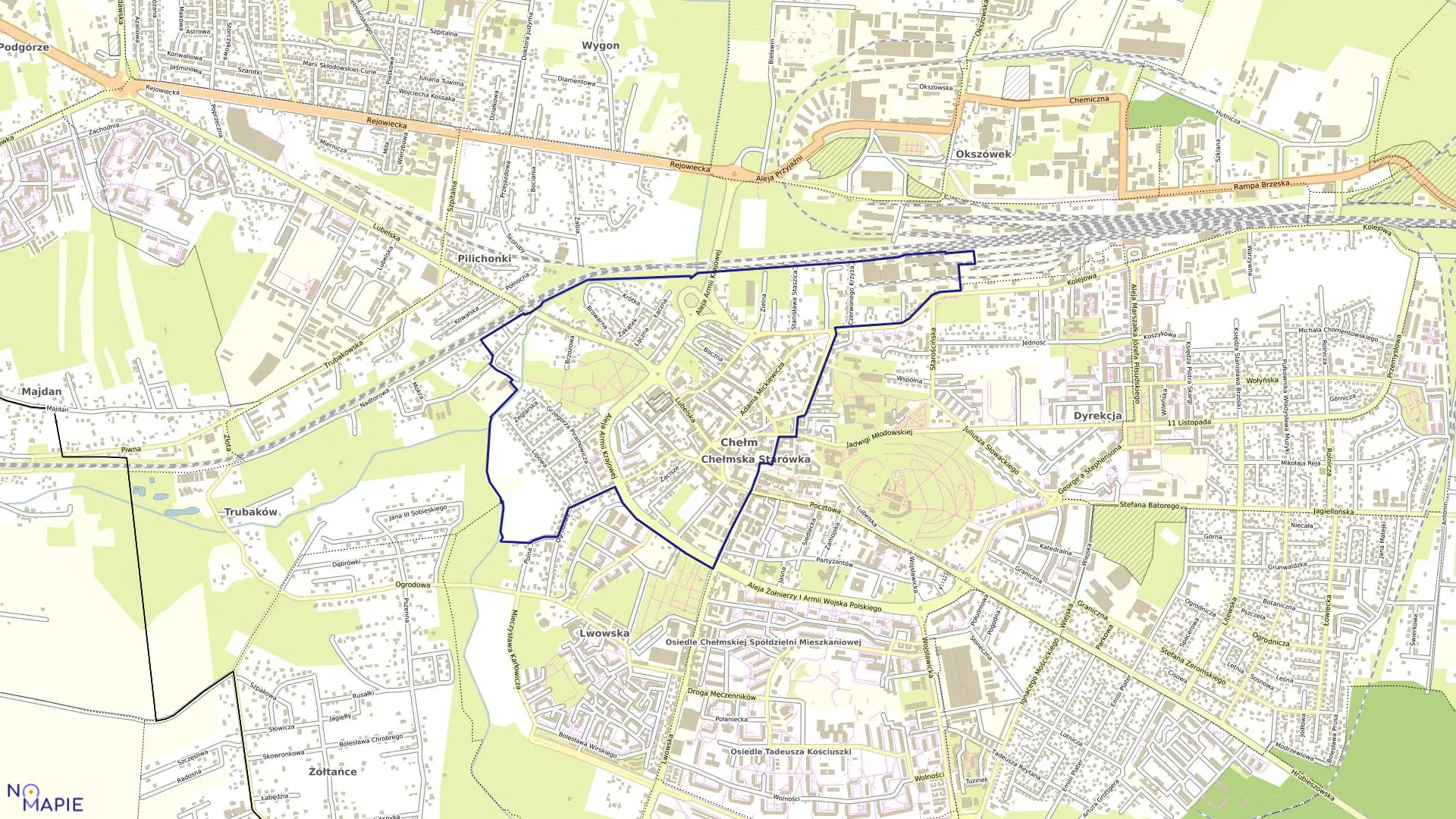 Mapa obrębu 14 w mieście Chełm