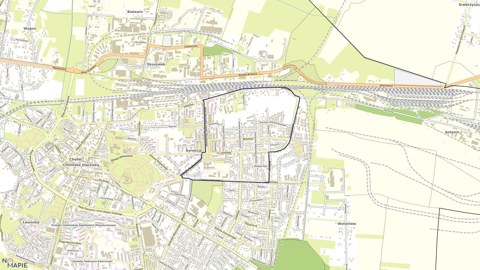 Mapa obrębu 16 w mieście Chełm