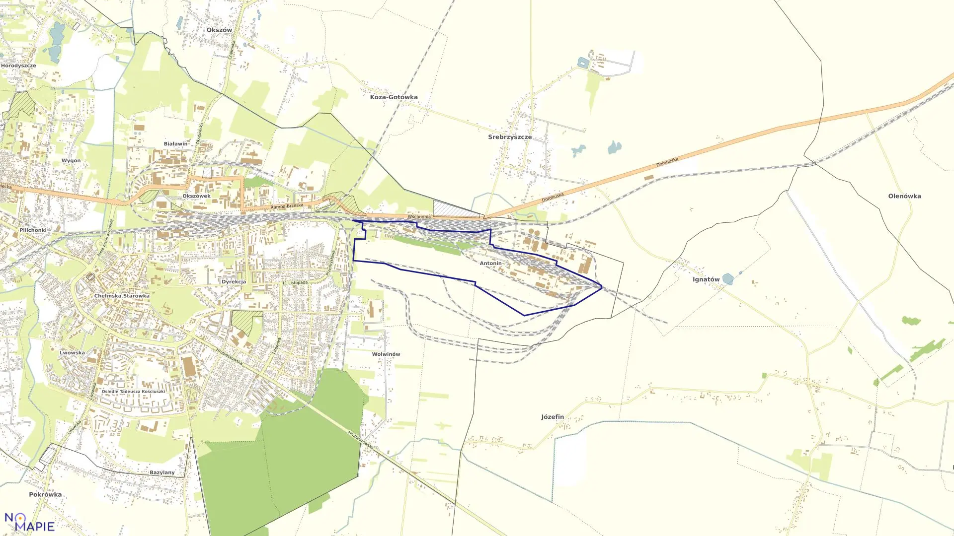 Mapa obrębu 18 w mieście Chełm