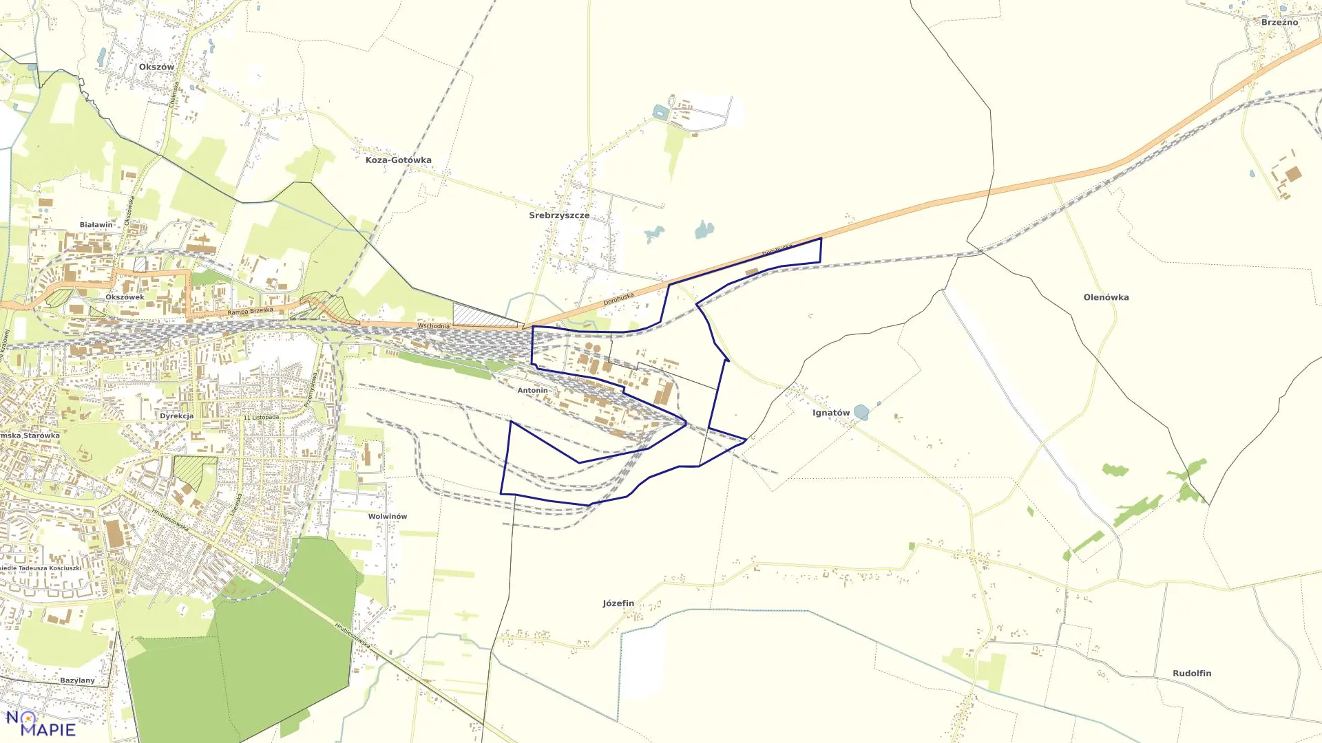 Mapa obrębu 19 w mieście Chełm