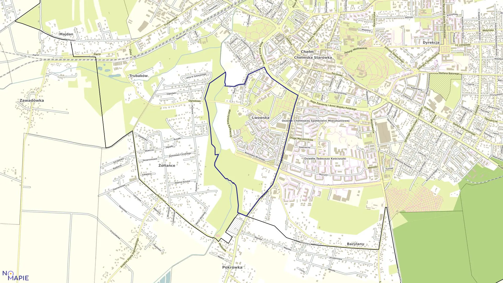 Mapa obrębu 22 w mieście Chełm