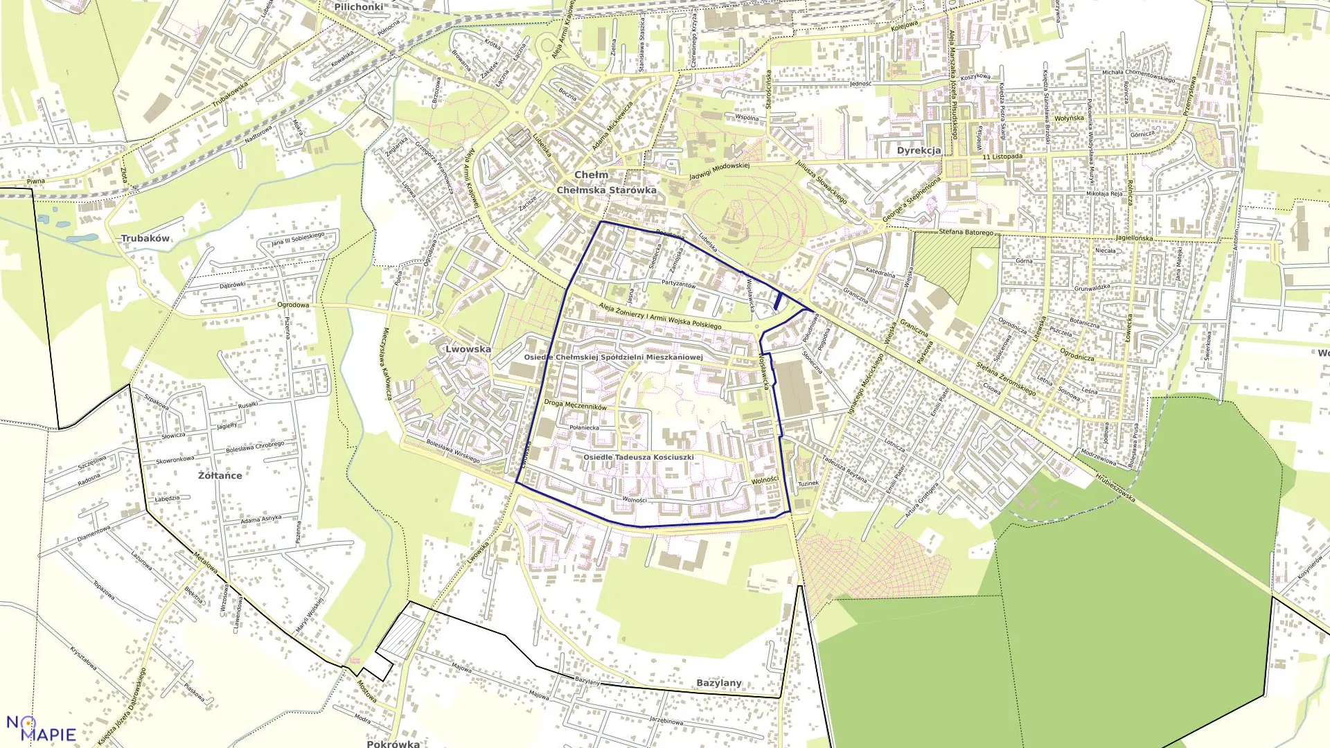 Mapa obrębu 23 w mieście Chełm