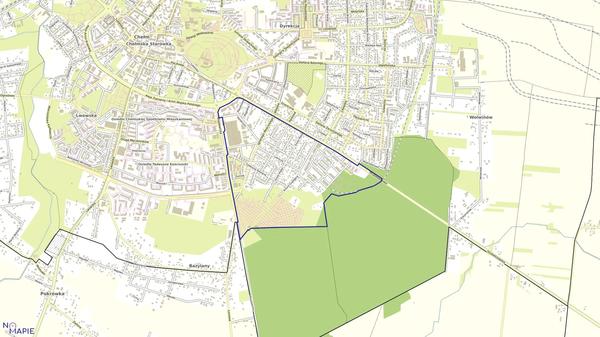 Mapa obrębu 25 w mieście Chełm