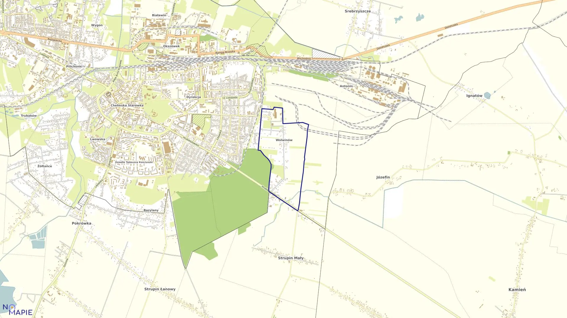 Mapa obrębu 28 w mieście Chełm