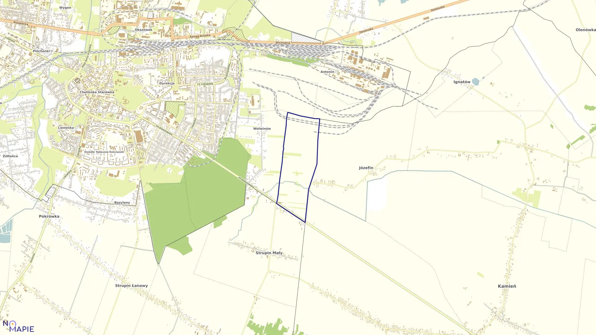 Mapa obrębu 29 w mieście Chełm